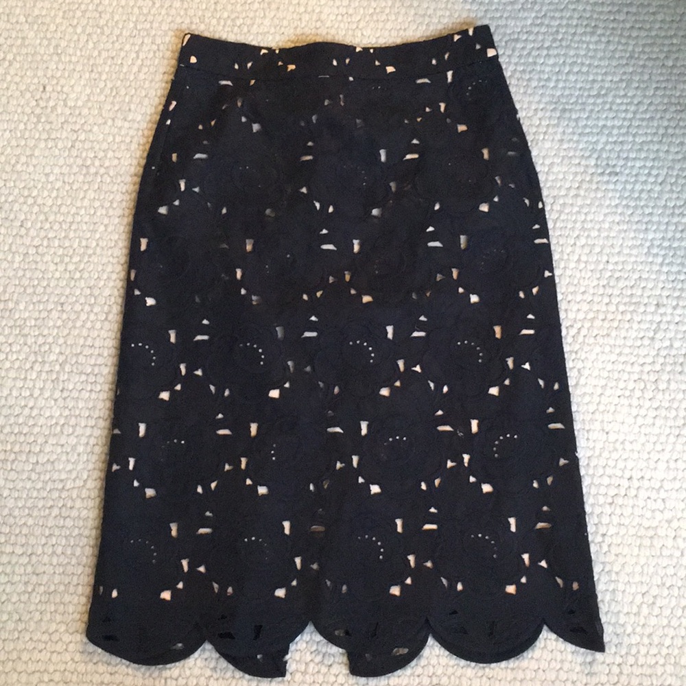 J. Crew COLLECTION High Waisted Black Floral Skirt